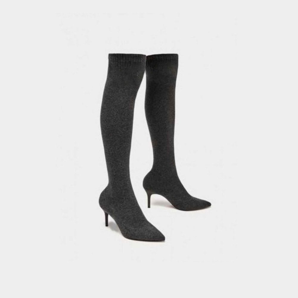 Zara Knee High Sock Boots Size 6.5